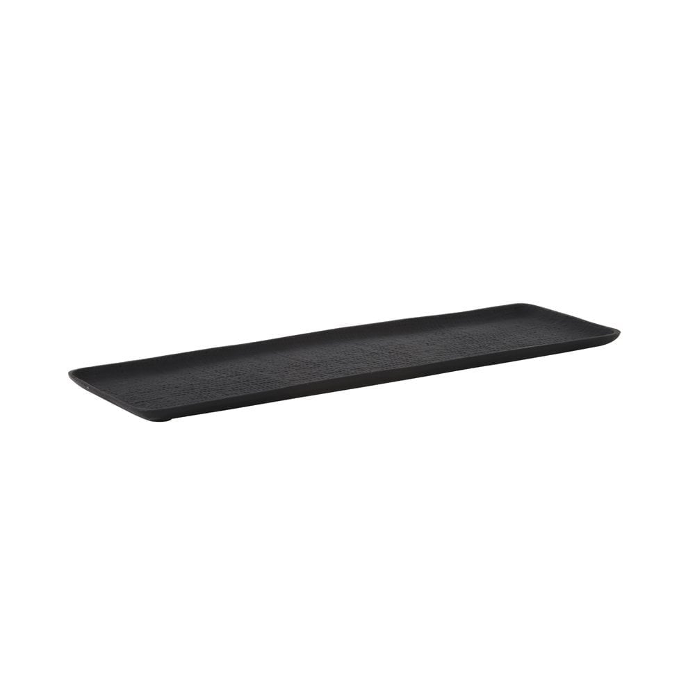 Rectangular Matte Black Decorative Metal Dish - 47cm x 15cm