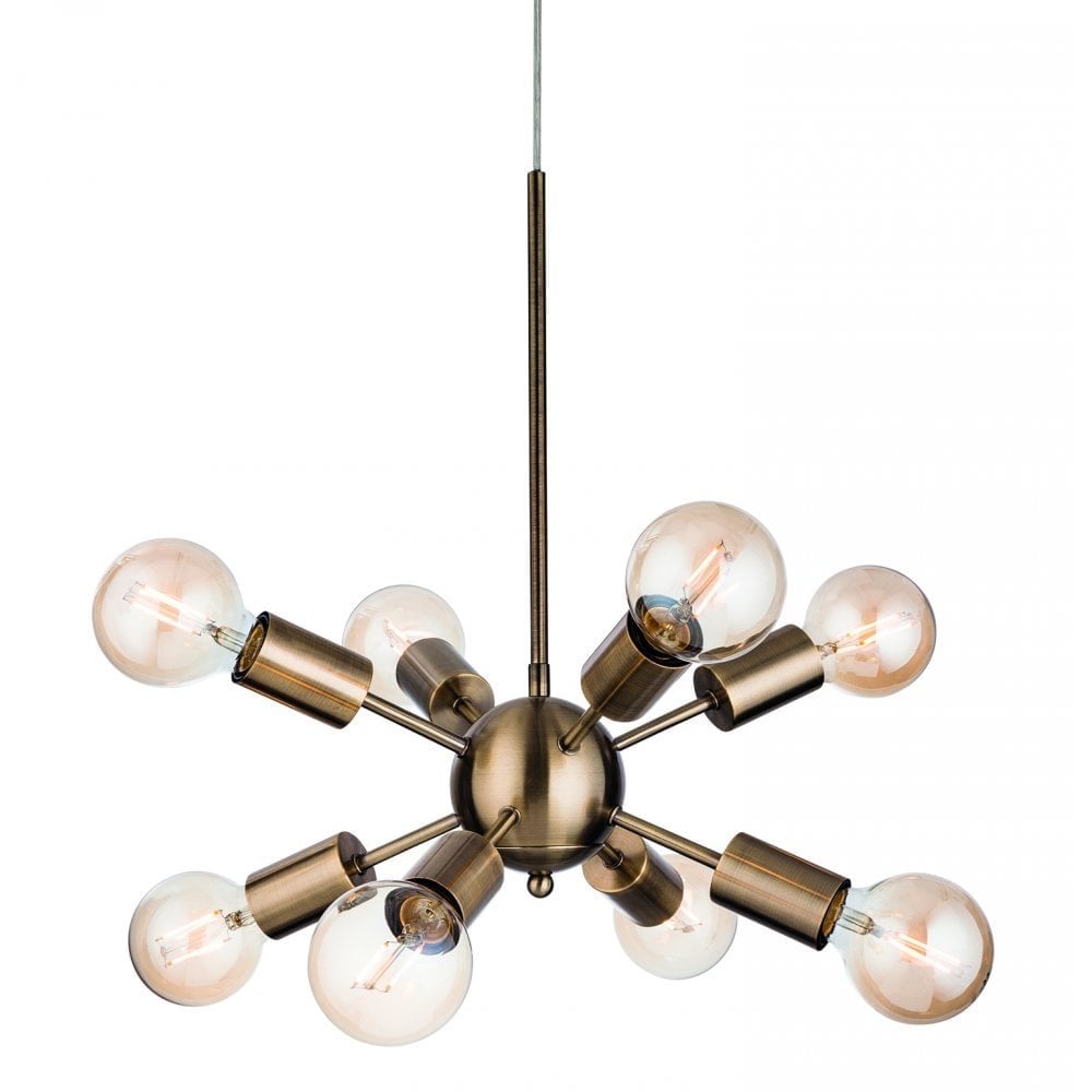 Antique Brass Artek 8-Light Chandelier Fixture