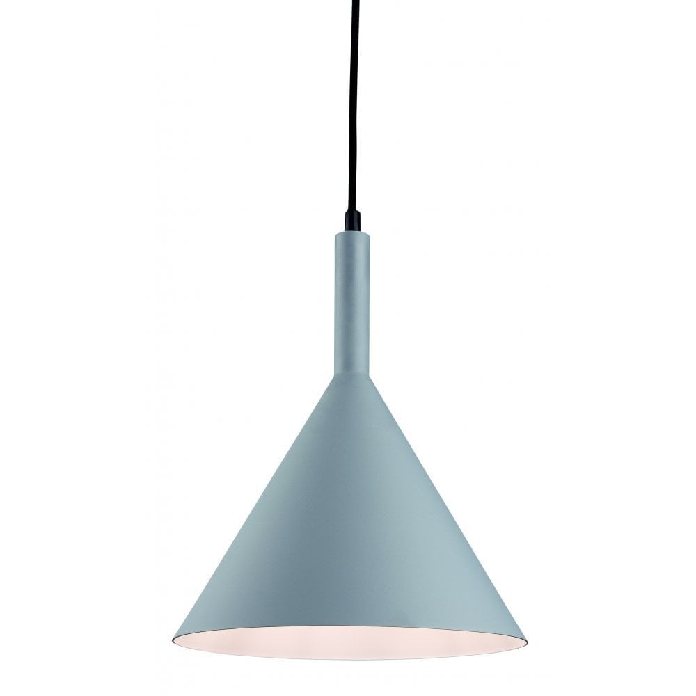 Stylish Bistro Pendant Light in Grey with White Interior