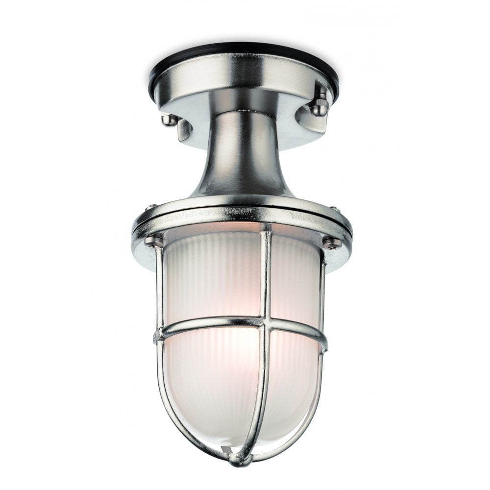 Marina Nickel Nautic Flush Fixture With Frosted Glass