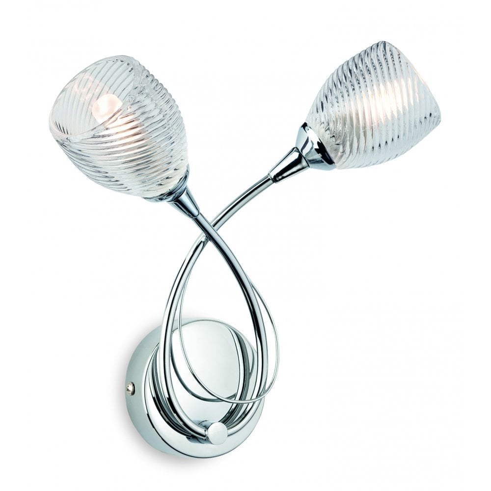Elegant Twist Wall Light, Chrome Finish with Clear Glass Accents