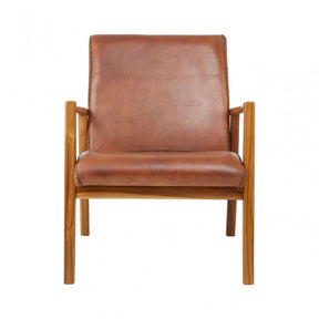 Kourtnai Brown Leather Curved Seat Chair Brown