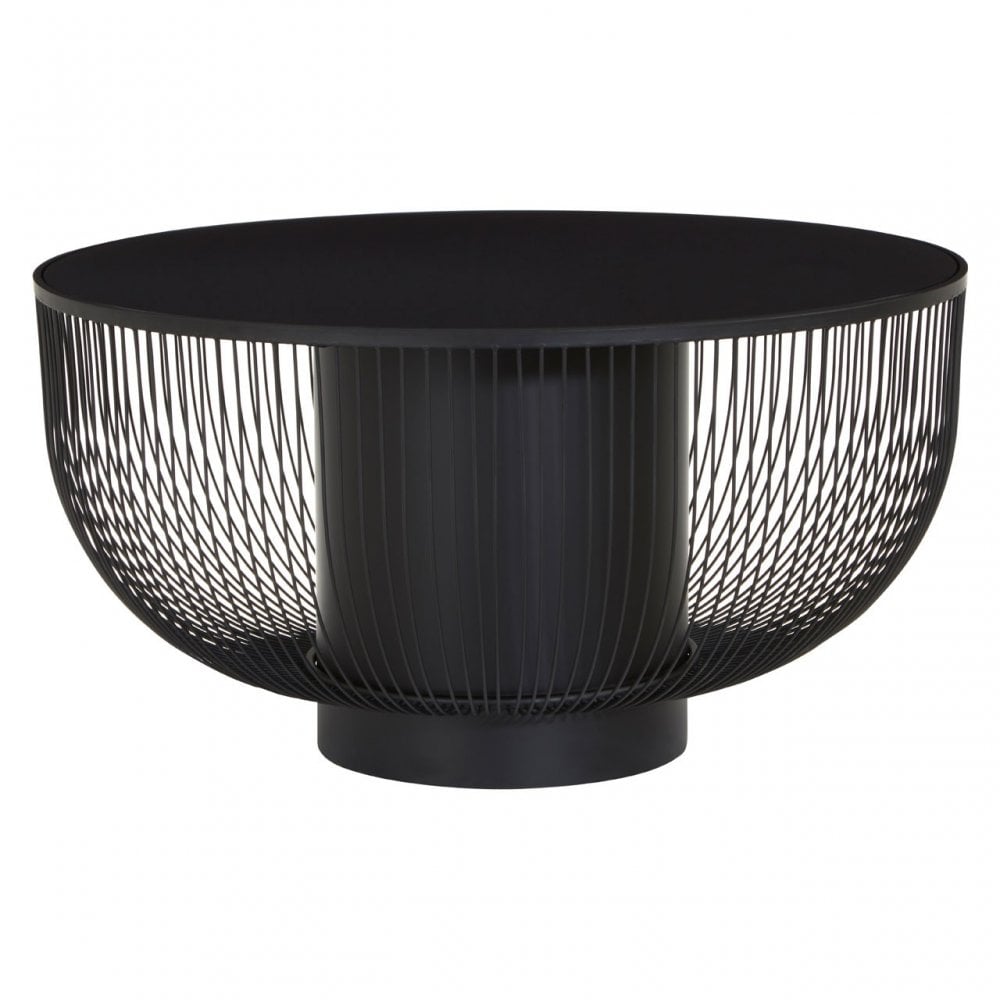 Duchess Coffee Table with Black Glass Top Black