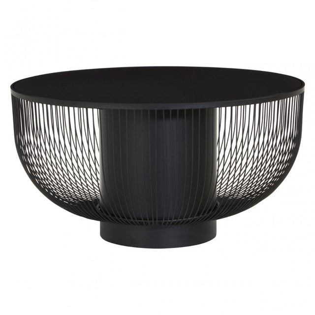 Duchess Coffee Table with Black Glass Top Black