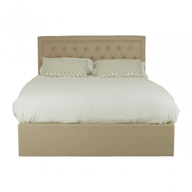 Hannah Beige Double Ottoman Bed Beige
