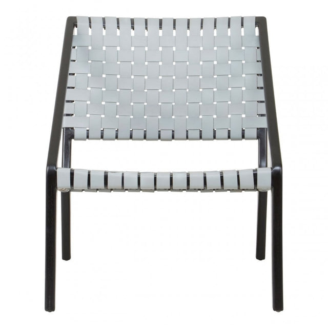 Kourtnai Grey Leather Woven Chair Grey