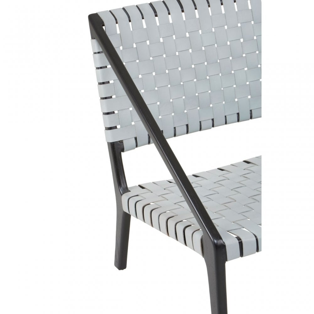 Kourtnai Grey Leather Woven Chair Grey