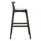 Kourtnai White Leather Bar Stool Black