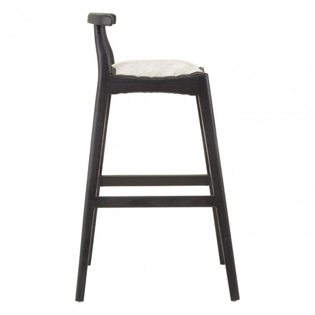 Kourtnai White Leather Bar Stool Black