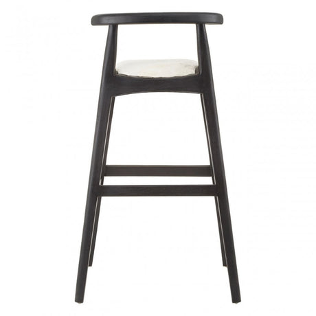 Kourtnai White Leather Bar Stool Black