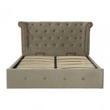 Edison Kingsize Grey Brush Velvet Ottoman Bed Grey