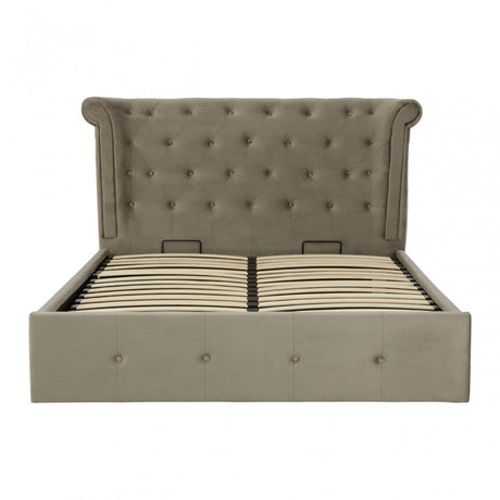 Edison Kingsize Grey Brush Velvet Ottoman Bed Grey