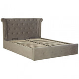Edison Kingsize Grey Brush Velvet Ottoman Bed Grey