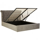 Edison Kingsize Grey Brush Velvet Ottoman Bed Grey