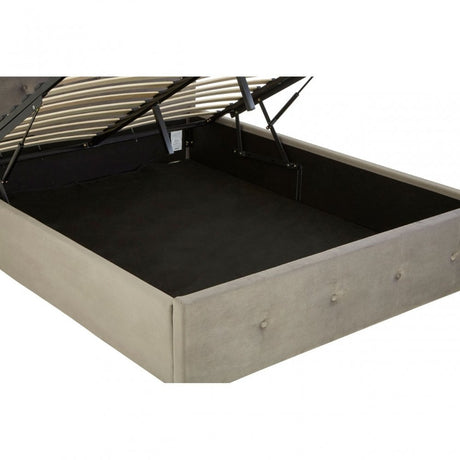 Edison Kingsize Grey Brush Velvet Ottoman Bed Grey
