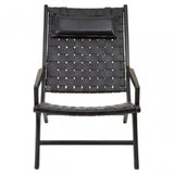 Kourtnai Black Leather Woven Chair Black