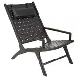 Kourtnai Black Leather Woven Chair Black