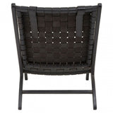 Kourtnai Black Leather Woven Chair Black
