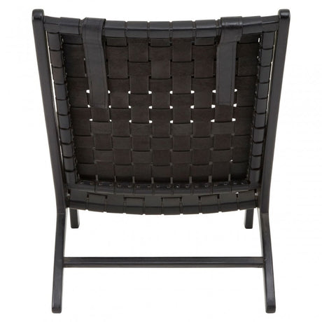 Kourtnai Black Leather Woven Chair Black