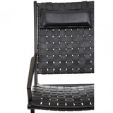 Kourtnai Black Leather Woven Chair Black