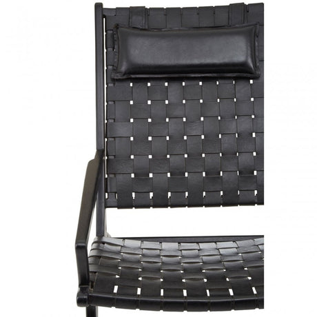 Kourtnai Black Leather Woven Chair Black