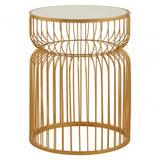 Anvil Gold Metal Wireframe Round Side Table Gold