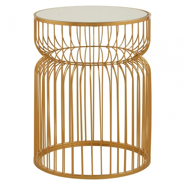 Anvil Gold Metal Wireframe Round Side Table Gold