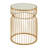 Anvil Gold Metal Wireframe Round Side Table Gold
