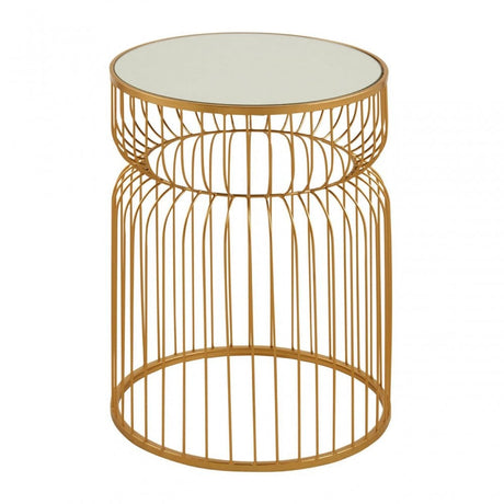 Anvil Gold Metal Wireframe Round Side Table Gold