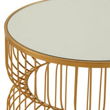 Anvil Gold Metal Wireframe Round Side Table Gold