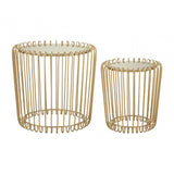 Anvil 2 Set Champagne Wireframe Side Tables Gold