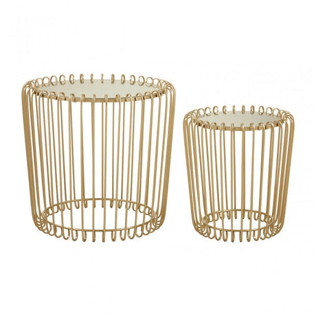 Anvil 2 Set Champagne Wireframe Side Tables Gold