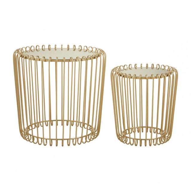 Anvil 2 Set Champagne Wireframe Side Tables Gold