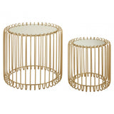 Anvil 2 Set Champagne Wireframe Side Tables Gold