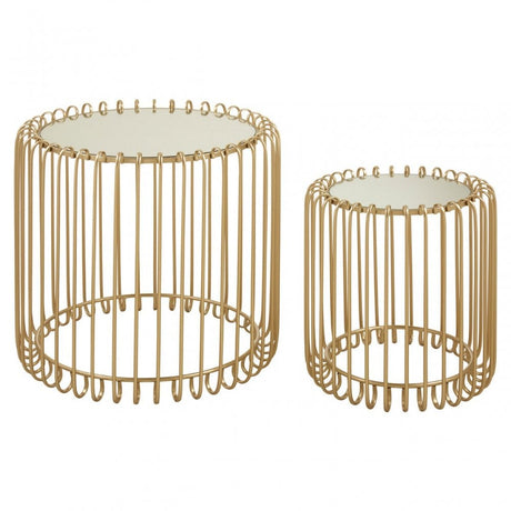 Anvil 2 Set Champagne Wireframe Side Tables Gold