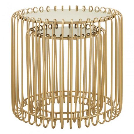 Anvil 2 Set Champagne Wireframe Side Tables Gold