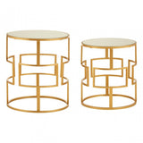Anvil Set of 2 Gold Metal / Round Side Tables Gold