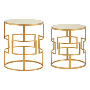 Anvil Set of 2 Gold Metal / Round Side Tables Gold
