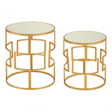 Anvil Set of 2 Gold Metal / Round Side Tables Gold
