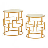 Anvil Set of 2 Gold Metal / Round Side Tables Gold