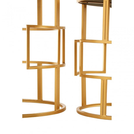Anvil Set of 2 Gold Metal / Round Side Tables Gold