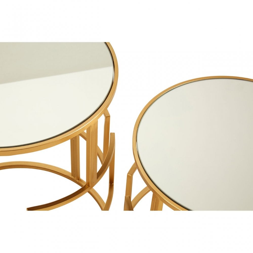 Anvil Set of 2 Gold Metal / Round Side Tables Gold