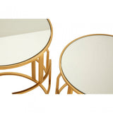 Anvil Set of 2 Gold Metal / Round Side Tables Gold