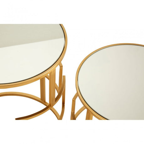 Anvil Set of 2 Gold Metal / Round Side Tables Gold