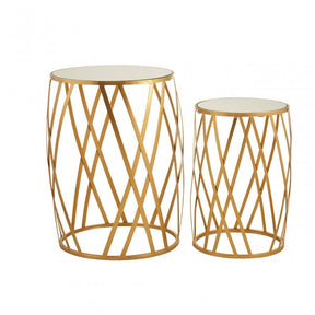 Anvil Set of 2 Cross Design Side Tables Gold