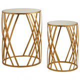 Anvil Set of 2 Cross Design Side Tables Gold