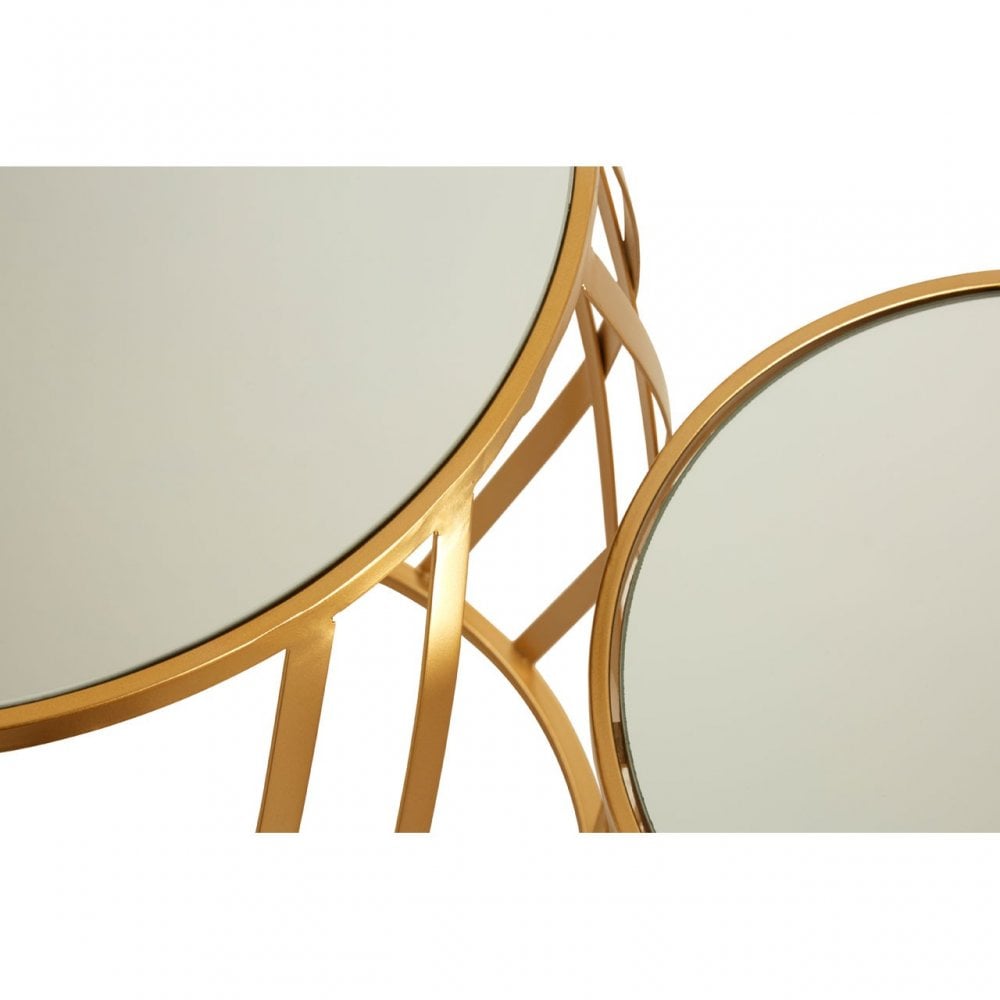 Anvil Set of 2 Cross Design Side Tables Gold