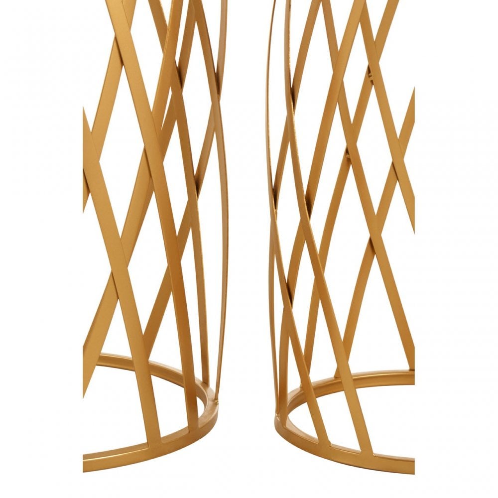 Anvil Set of 2 Cross Design Side Tables Gold