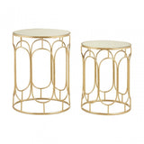 Anvil Set of 2 Champagne Metal Side Tables Champagne
