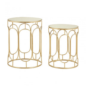 Anvil Set of 2 Champagne Metal Side Tables Champagne